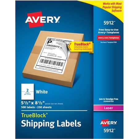 Avery Label, Lsr, Shpng, 5.5X8.5, 500 500PK AVE5912